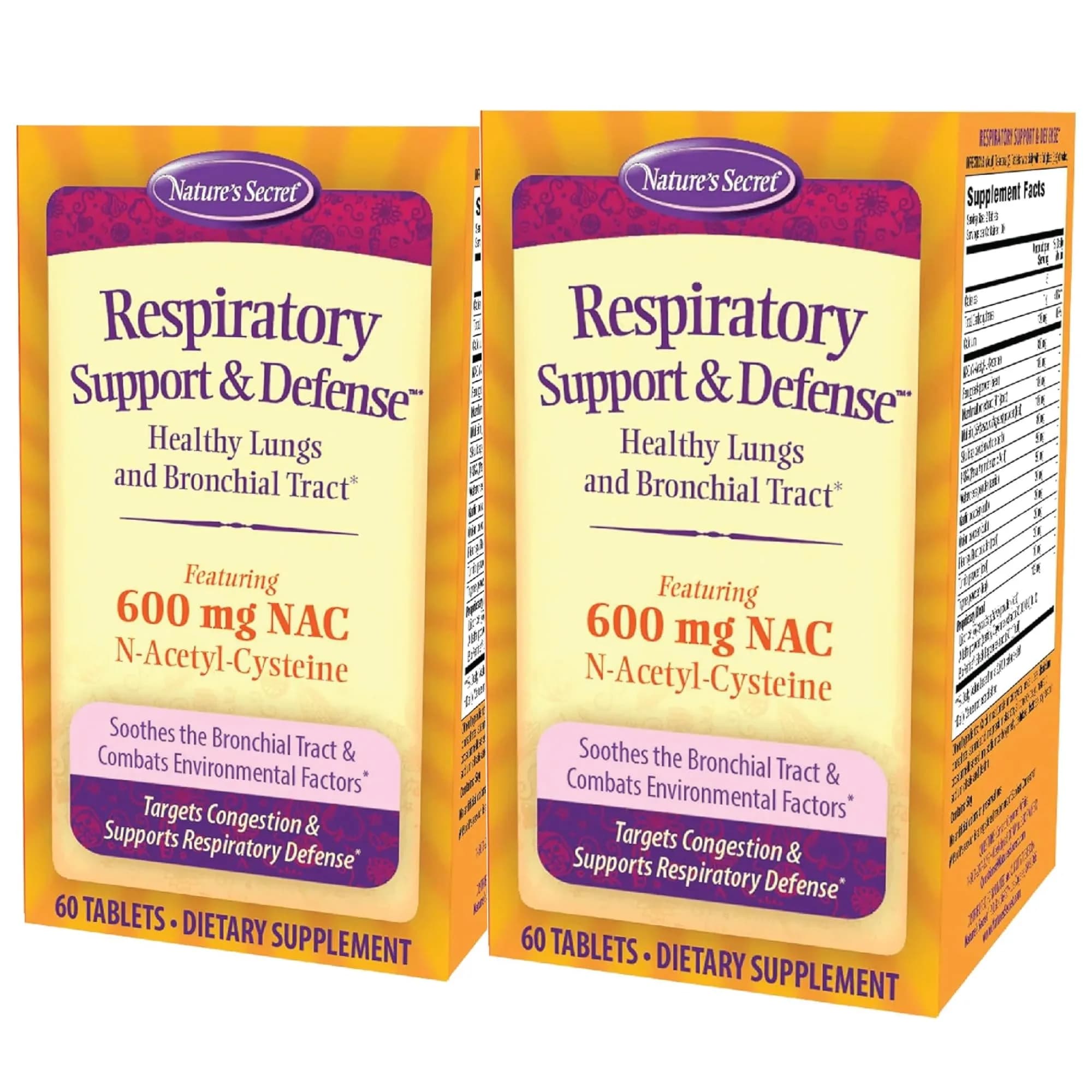Nature's Secret Respiratory Support & Defense + NAC 90 Count (Pack of 2) | Supports Lung & Bronchial Wellness