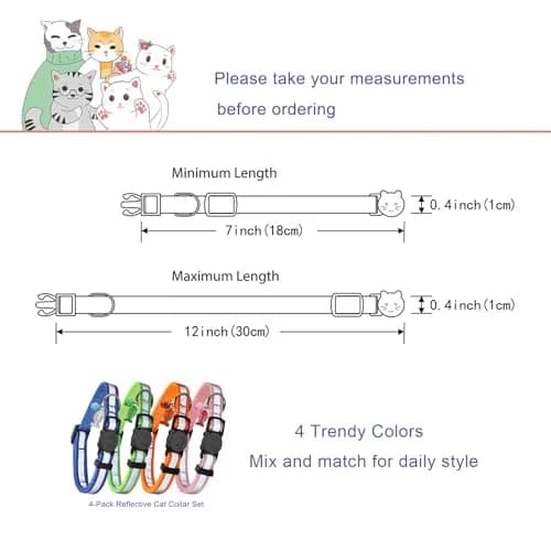 Yizepet Cat Collars, Breakaway Kitten Collar, Cute Kitty Collar in 4 Pack, Pet Supplies Accessories | Adjustable, Safe & Stylish thumbnail 6