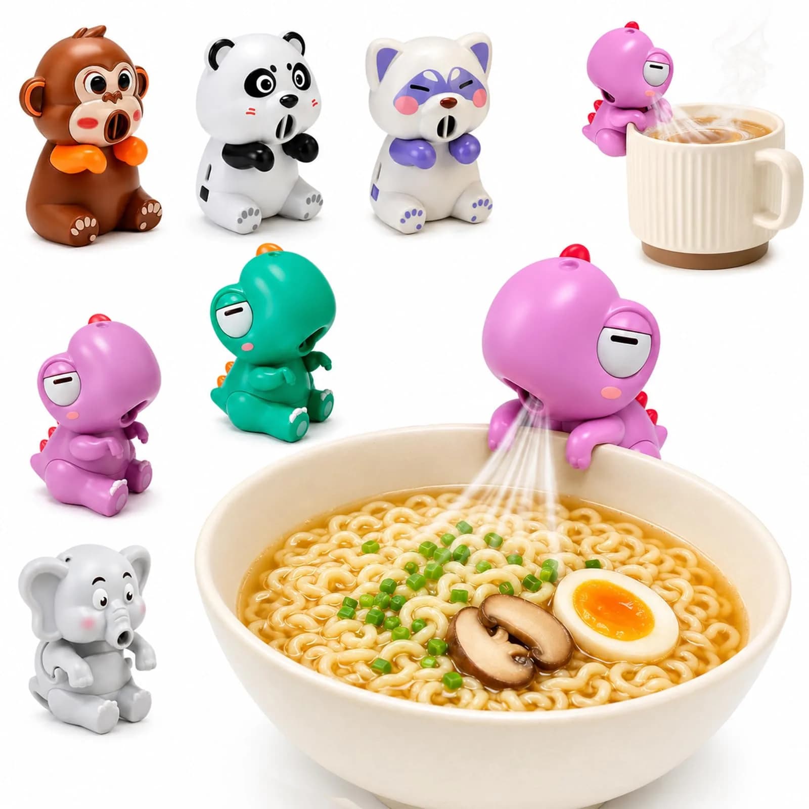 MIZSXF Cute Elephant Cooling Clip-On Mini Fan 8cm (3.15in) | 3-Speed USB Rechargeable for Hot Food & Drinks — #B