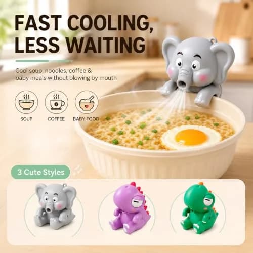 UWYJK Cute Elephant Cooling Fan 8cm (3.15in) | Rechargeable Clip-On for Cups & Bowls thumbnail 2