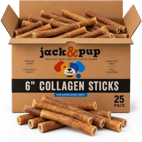 Jack&Pup Collagen Sticks for Dogs 25 Count | Long Lasting Beef Collagen Chews thumbnail 1