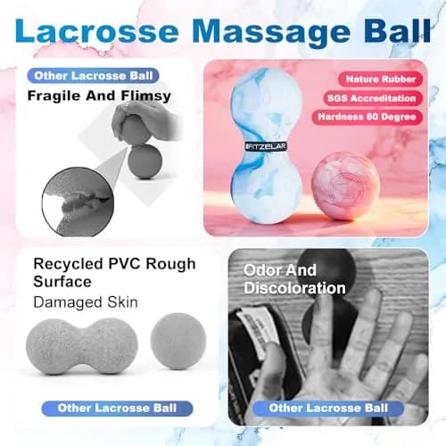 FITZELAR Pink Massage Lacrosse Ball 6.3cm (2.5in) | Quality Certified for Deep Tissue Release thumbnail 6