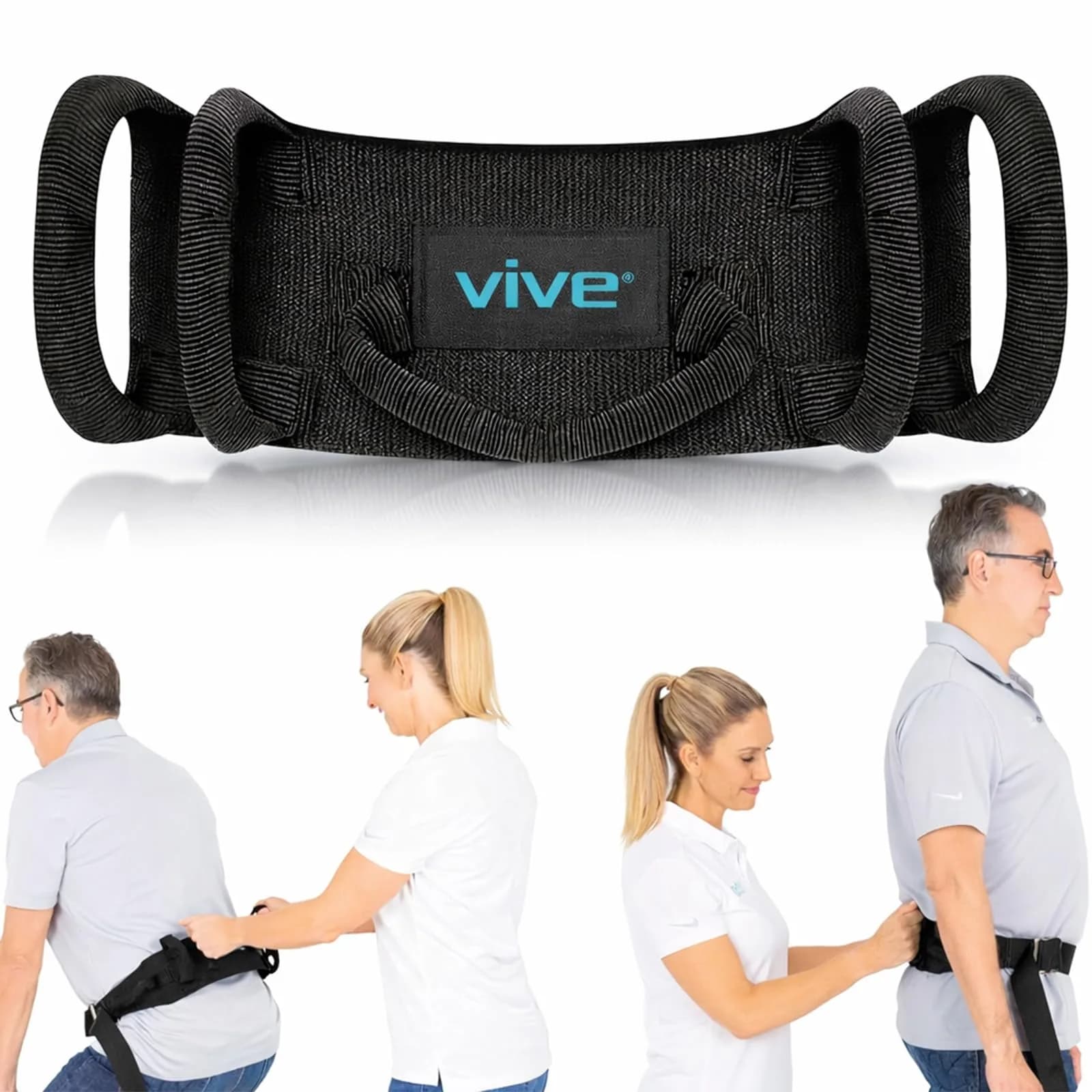 Vive Gait Belt with Handles - Patient Transfer Belt with 7 Padded Handles, 51 Inch Waist (130 cm) - main product image