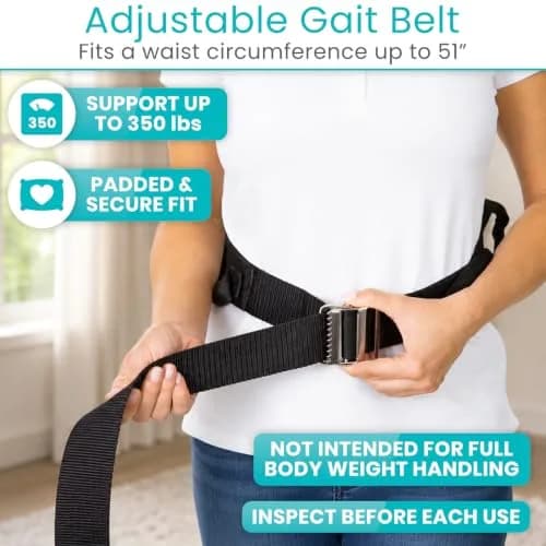 Vive Gait Belt with Handles - Patient Transfer Belt with 7 Padded Handles, 51 Inch Waist (130 cm) thumbnail 6