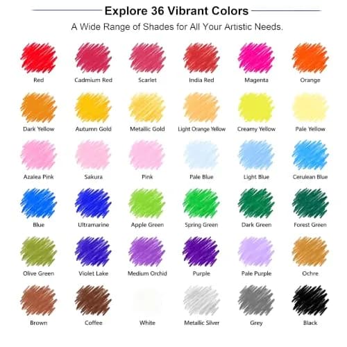 KALOUR 36 Colors Soft Core Colored Pencils Set, 20 cm (7.87 in) | Blendable & High Pigment for Artists thumbnail 3