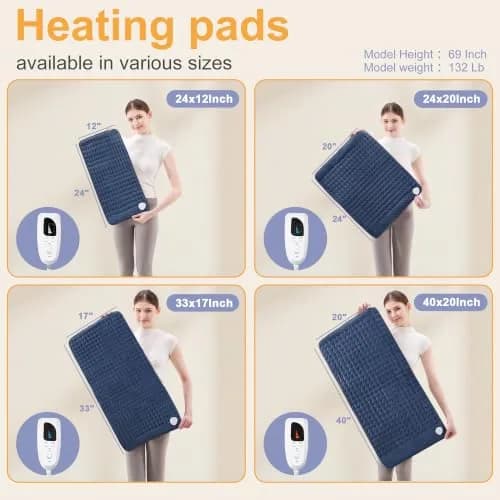 Deepsoon Electric Heating Pad 61cm x 30.5cm (24x12 in) | Soft Flannel with 6 Heat Settings & Auto Shut-Off thumbnail 5