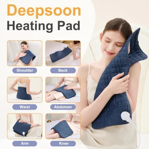 Deepsoon Electric Heating Pad 61cm x 30.5cm (24x12 in) | Soft Flannel with 6 Heat Settings & Auto Shut-Off thumbnail 2