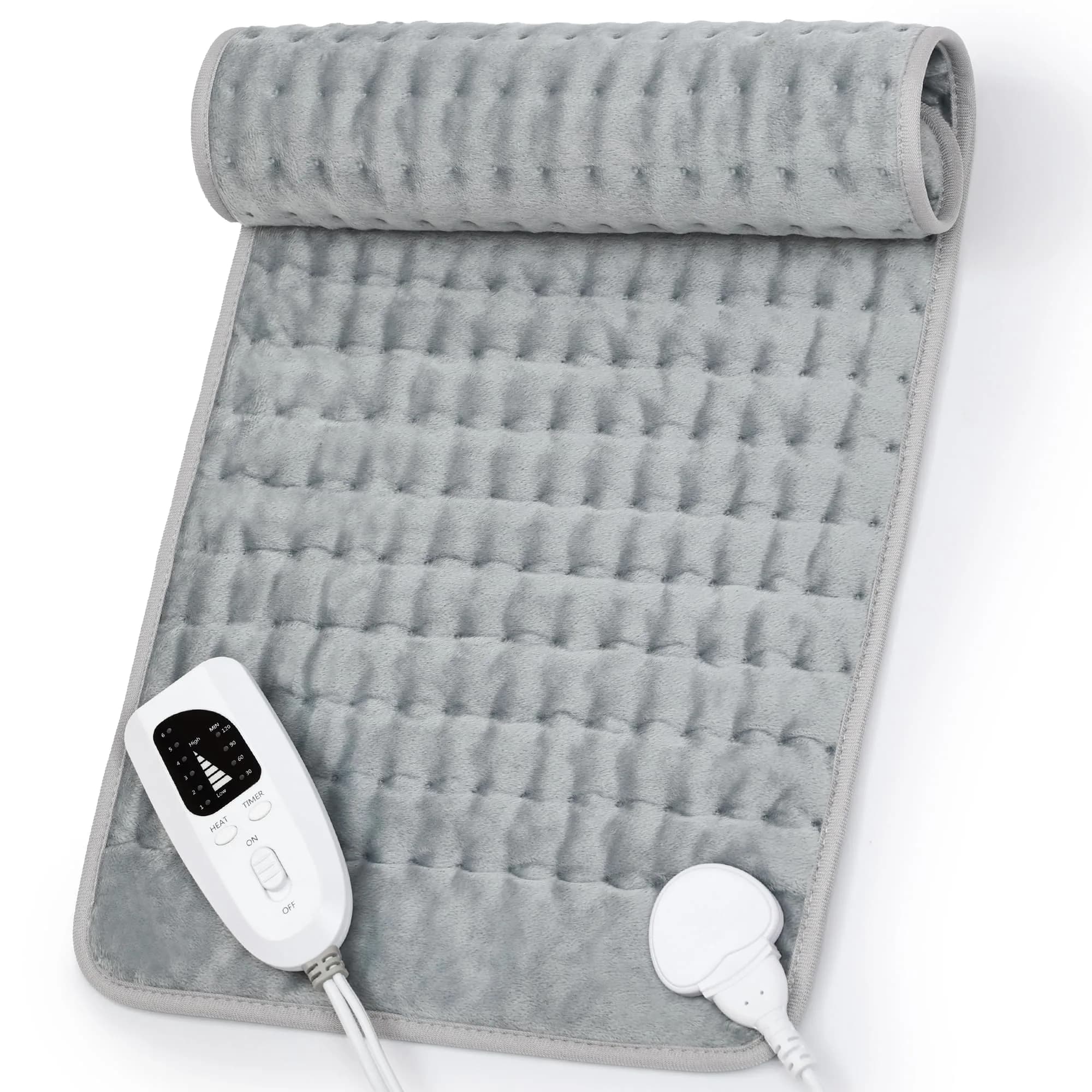 Deepsoon Electric Heating Pad 24x12 Inch Silvergray | 6 Heat Settings & 4 Timer
