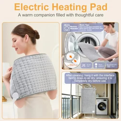 Deepsoon Electric Heating Pad 24x12 Inch Silvergray | 6 Heat Settings & 4 Timer thumbnail 8