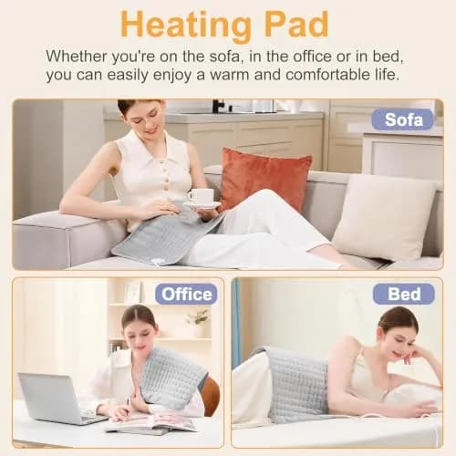 Deepsoon Electric Heating Pad 24x12 Inch Silvergray | 6 Heat Settings & 4 Timer thumbnail 3