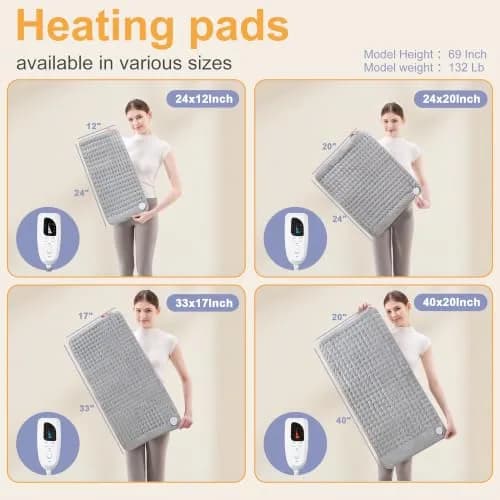 Deepsoon Electric Heating Pad 24x12 Inch Silvergray | 6 Heat Settings & 4 Timer thumbnail 4