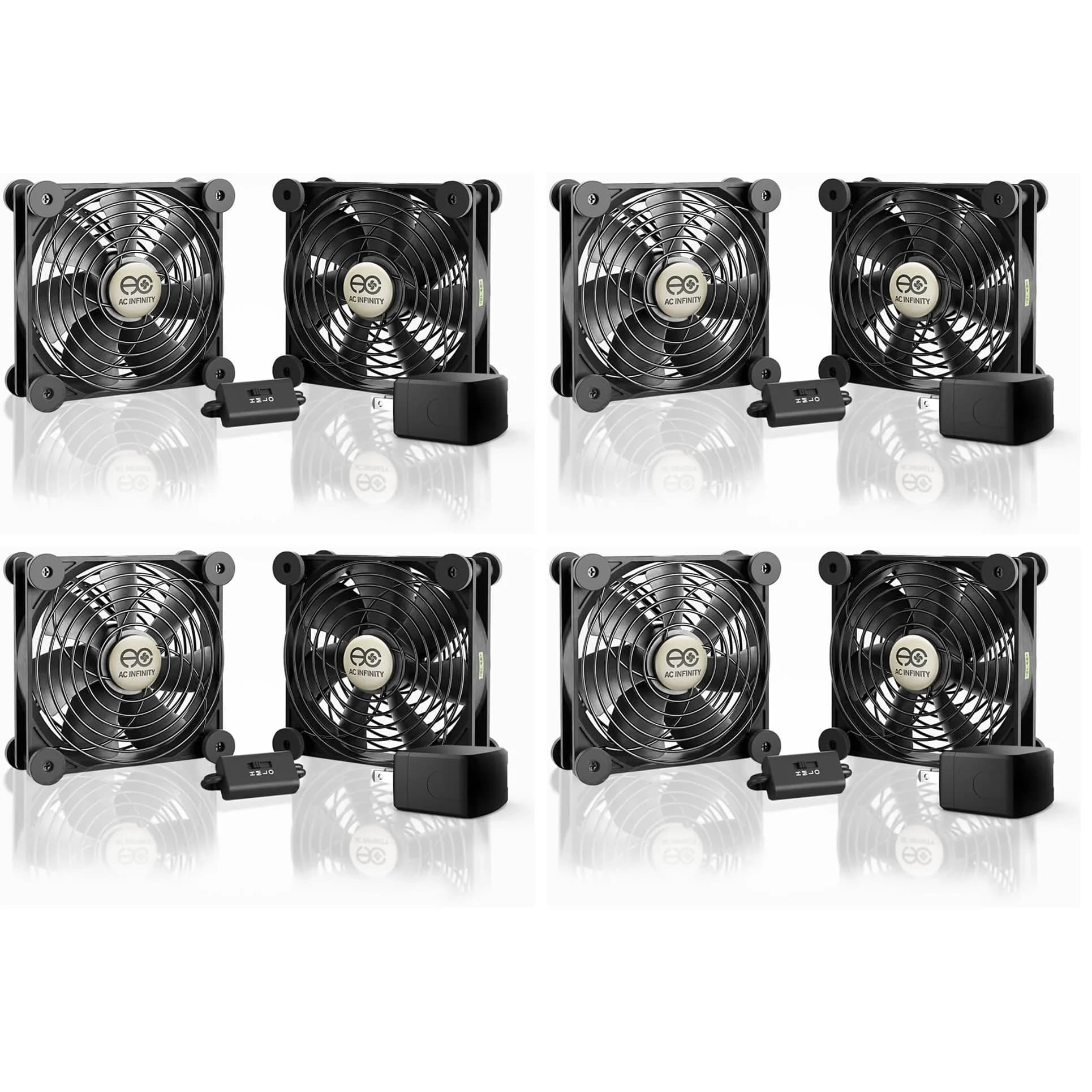 AC Infinity MULTIFAN S7-P Quiet Dual 120mm AC-Powered Fan Pack of 4 | UL-Certified Component Cooling
