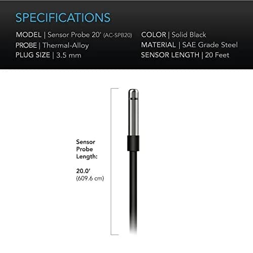 AC Infinity Controller Sensor Probe 6.1m (20 ft) Pack of 2 | Precise Temperature & Humidity Readings for Climate Control thumbnail 5