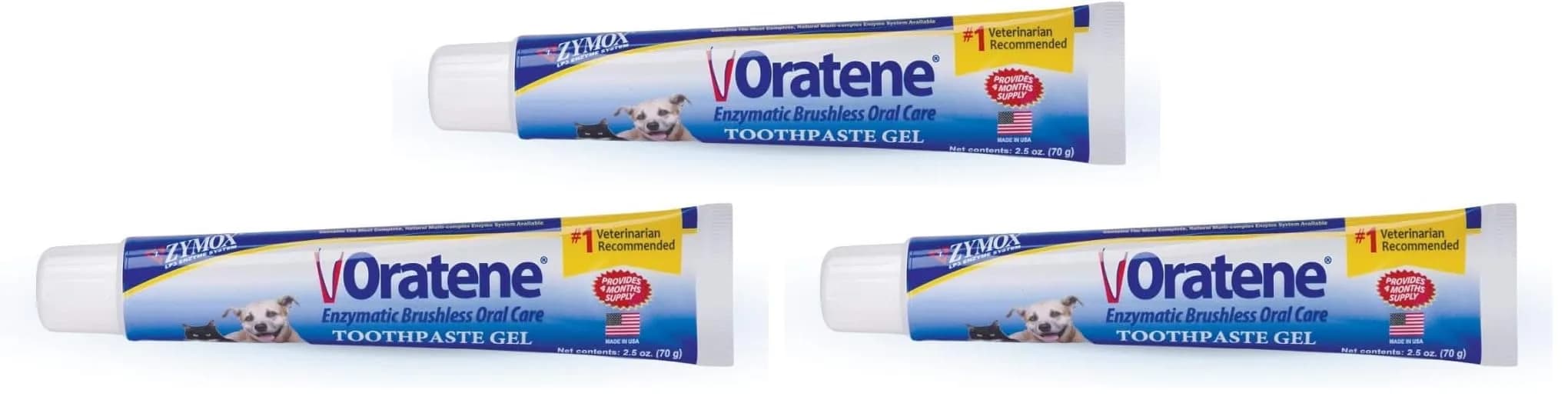 PKB Animal Health Zymox Oratene Brushless Toothpaste Gel for Dogs and Cats, 75ml (2.5oz) | Enzymatic Oral Care for Fresh Breath — Blue