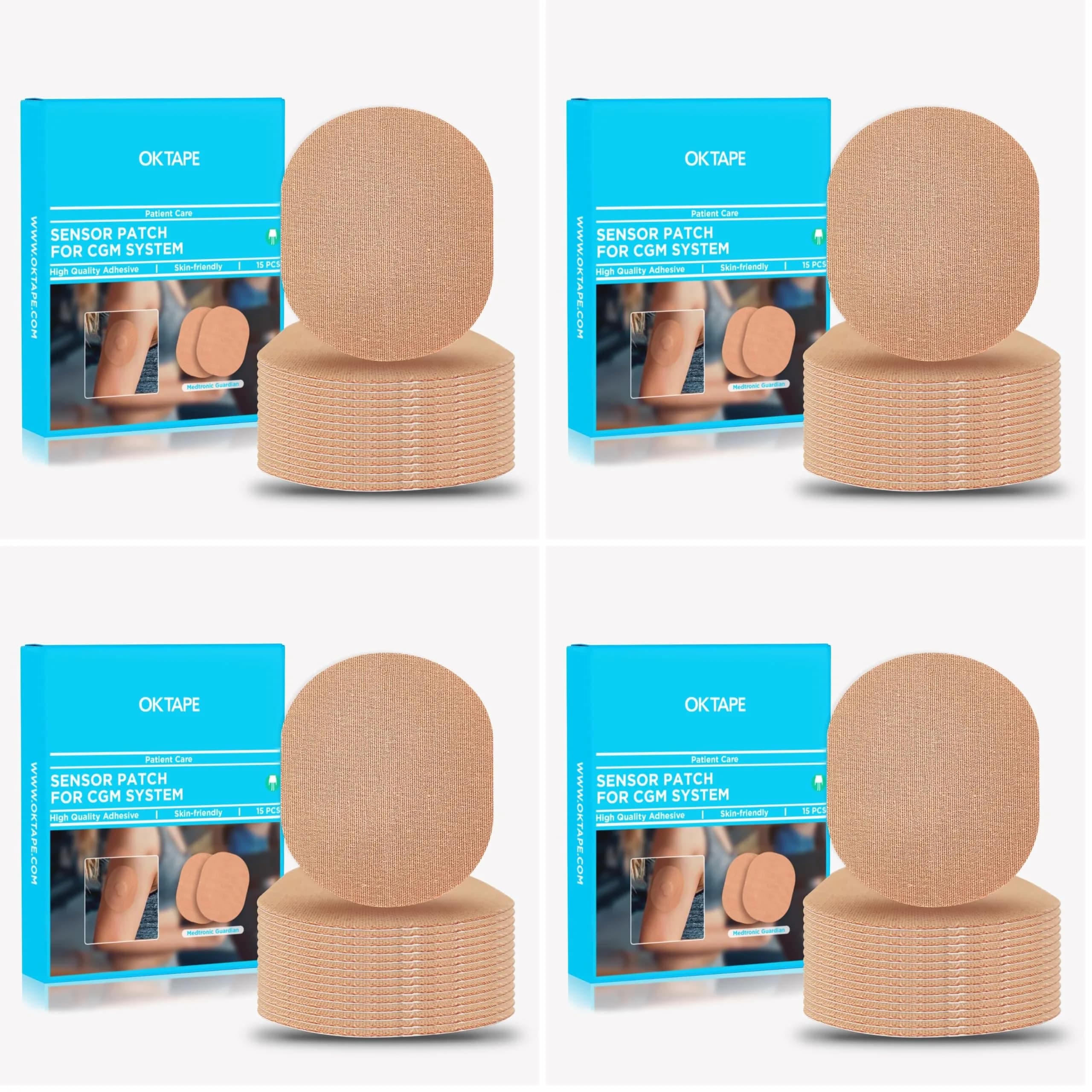 OK TAPE Adhesive Patches for CGM Sensors 30 Count Beige | Waterproof & Sweatproof for Long-Lasting Adhesion — Beige