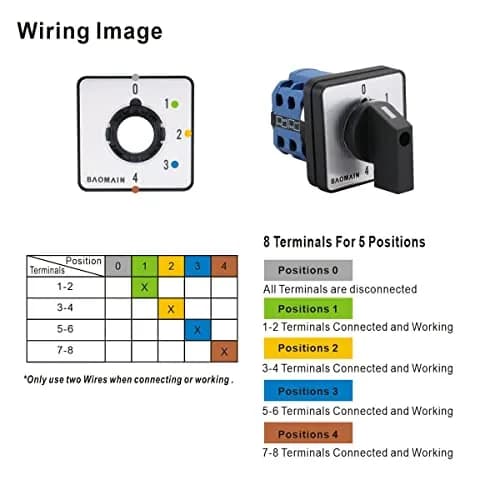 Baomain 20A 660V 5-Position Rotary Selector Switch | Pack of 2 thumbnail 4