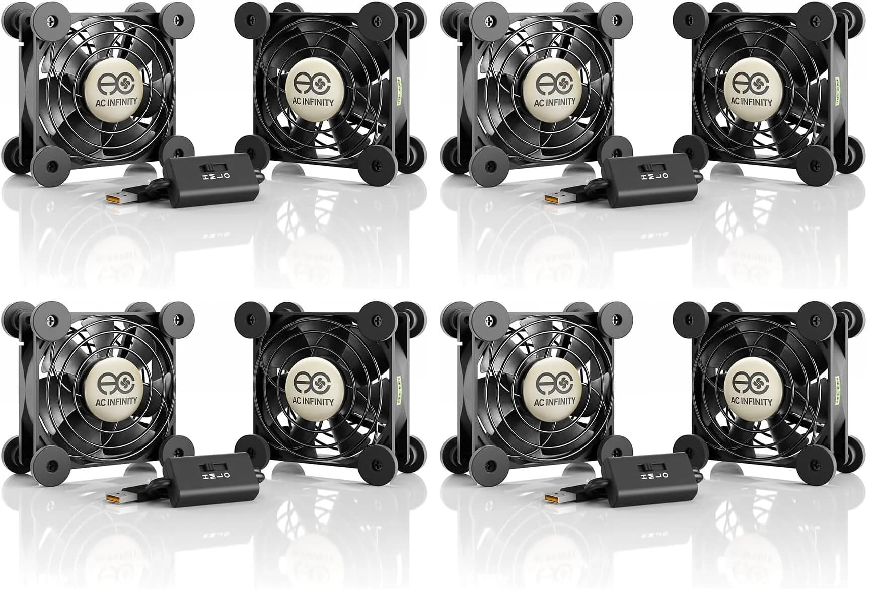 AC Infinity MULTIFAN S5 Dual 80mm USB Cooling Fans (Pack of 4) | 52 CFM, 18 dBA, UL-Certified