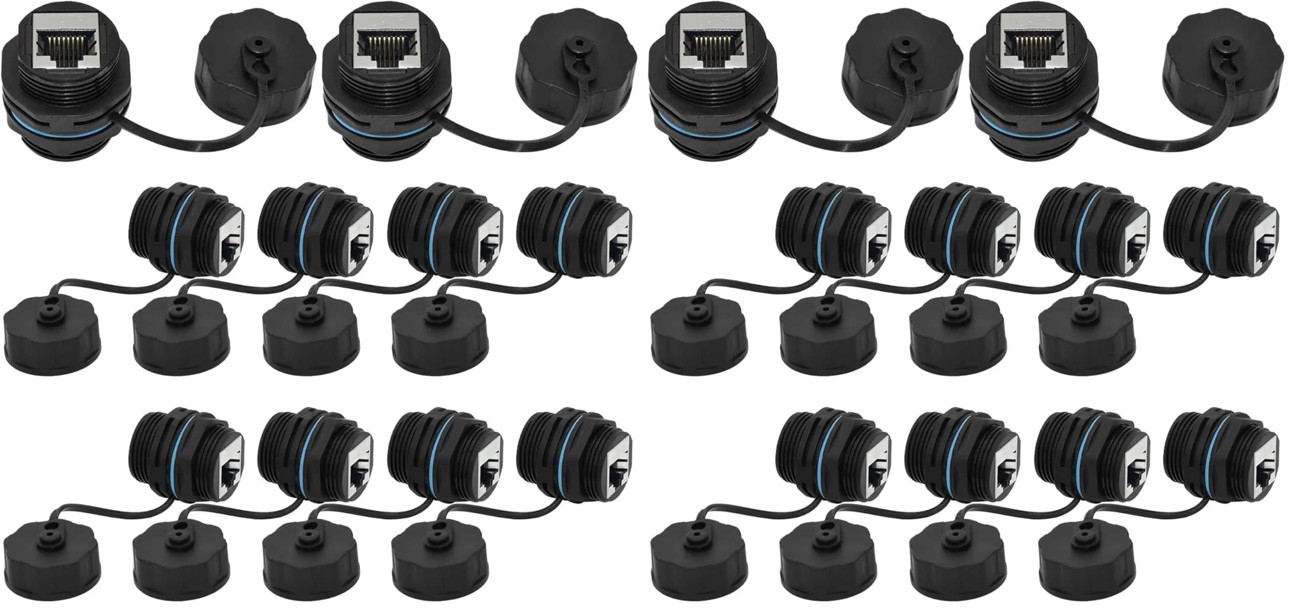 ANMBEST Shielded CAT6 RJ45 Waterproof Connector 10-Pack | IP68 Industrial Grade — 10 Pieces CAT6