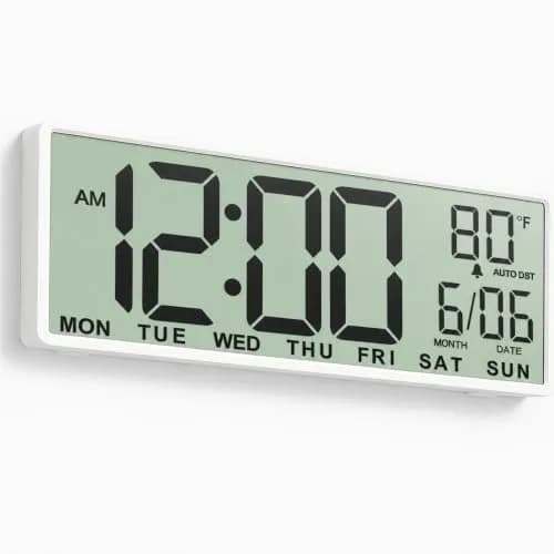 JALL Large Digital Wall Clock 36.8 cm (14.5 inches) | Jumbo Display, Date, Day, Temperature, Auto DST thumbnail 1