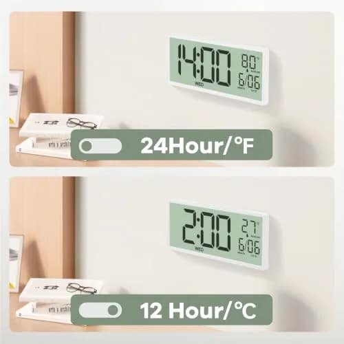 JALL Large Digital Wall Clock 36.8 cm (14.5 inches) | Jumbo Display, Date, Day, Temperature, Auto DST thumbnail 5