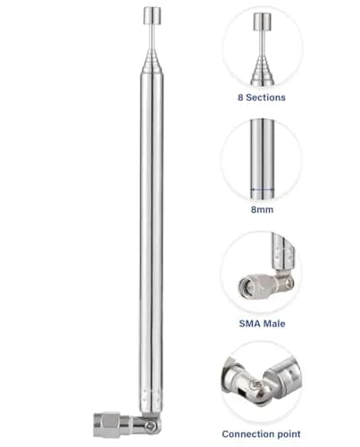 POBADY 8-Section Telescopic Antenna 73.03cm (28.75in) | SMA Male Connector for AM/FM Radio Receivers thumbnail 4