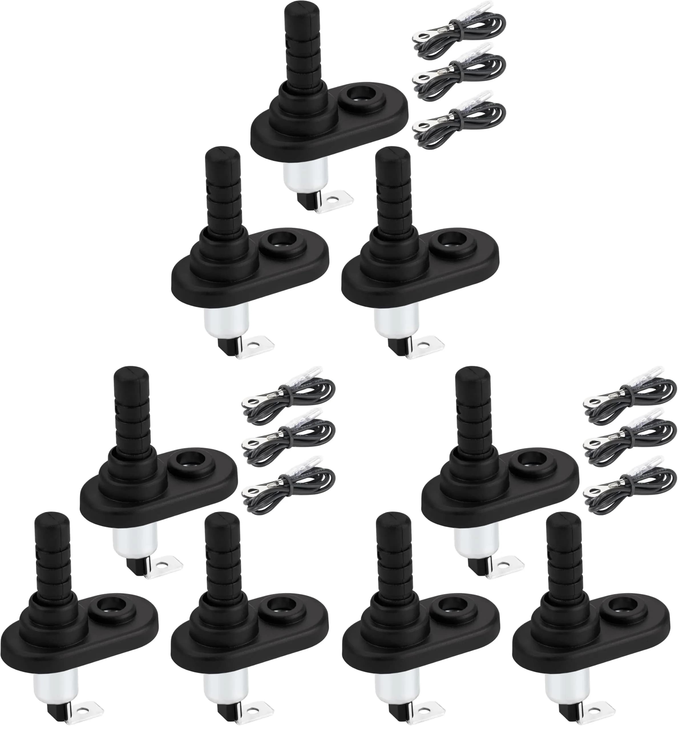 DAIERTEK 3-Pack 12V Door Pin Switch with Rubber Boot | Adjustable Hood Light Switch 20A — Black