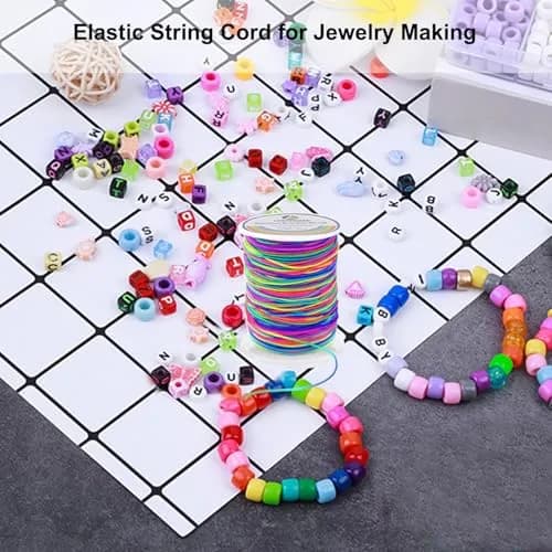 LUSTEMBER 1mm Rainbow Elastic Beading Cord 330 Feet (990 Feet Total) | Sturdy & Durable for Jewelry Making thumbnail 3