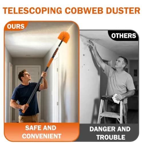 Buyplus Telescoping Cobweb Duster 24FT Extension Pole | Reaches Up To 30+ Feet thumbnail 4