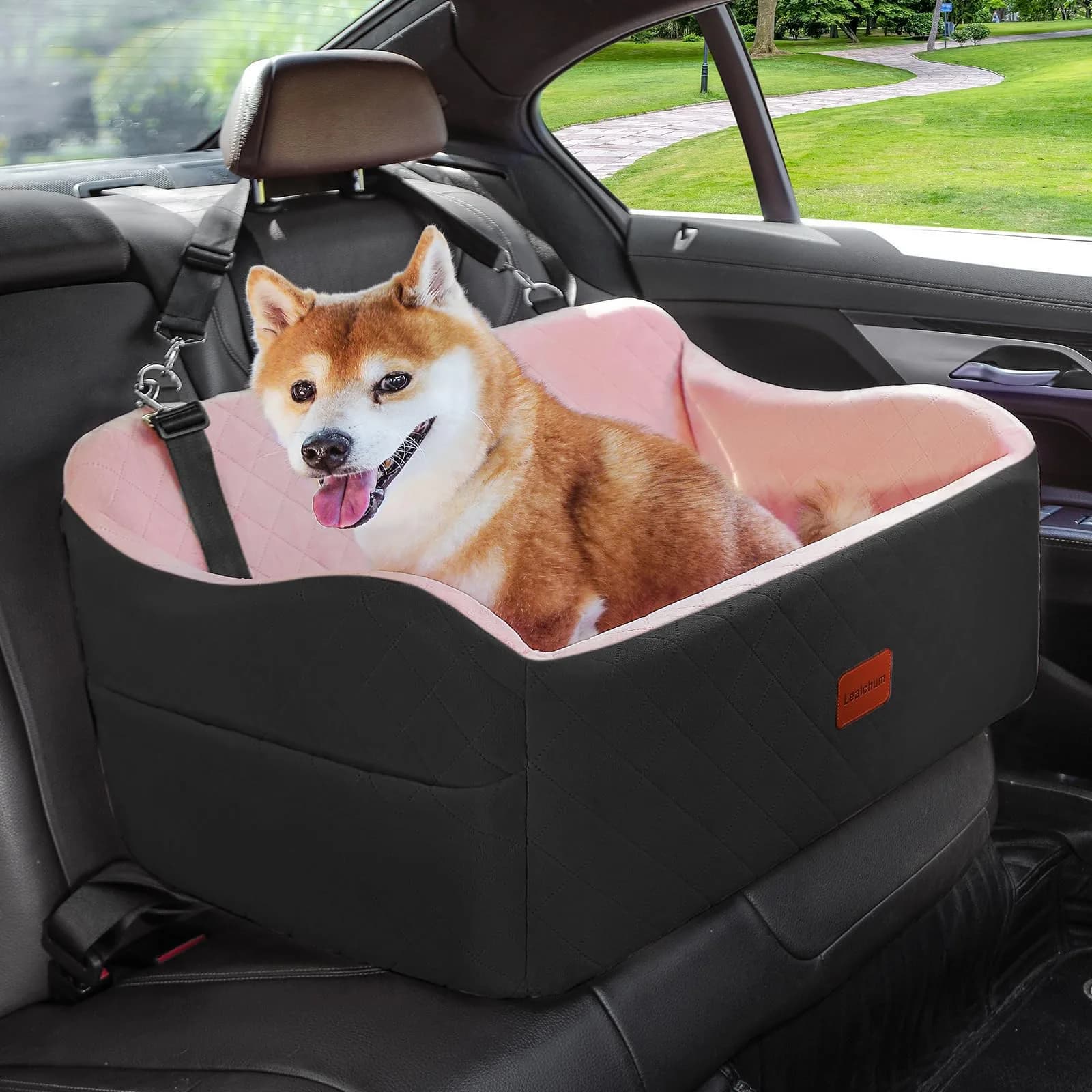 Lealchum Dog Car Seat for Medium/Large Dogs | Washable, Removable & Safe (Large)