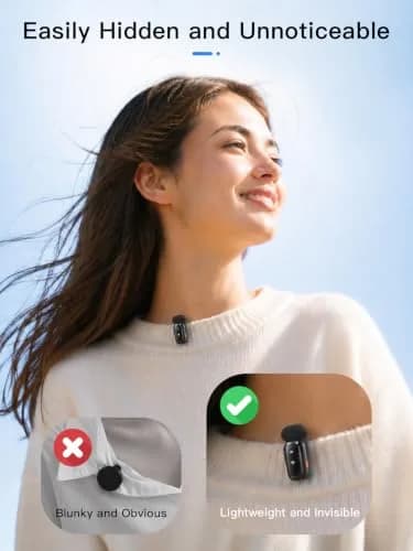 Amazpro Wireless Microphone for iPhone Android | Plug & Play, 30m Range, 30H Battery thumbnail 2