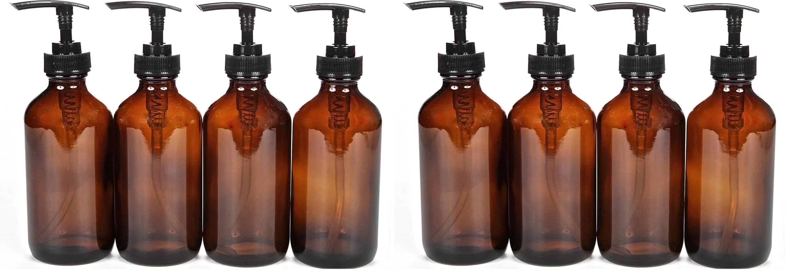 Vivaplex 8oz Amber Glass Bottles with Pump Dispenser | Reusable, Stylish & Leak-Proof - main product image