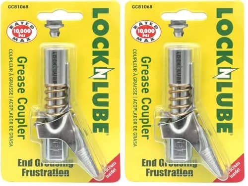 LockNLube Patented Locking Grease Coupler (Pack of 2) | Secure Leak-Free Seal, Rebuildable Design, 10,000 PSI Rated thumbnail 1