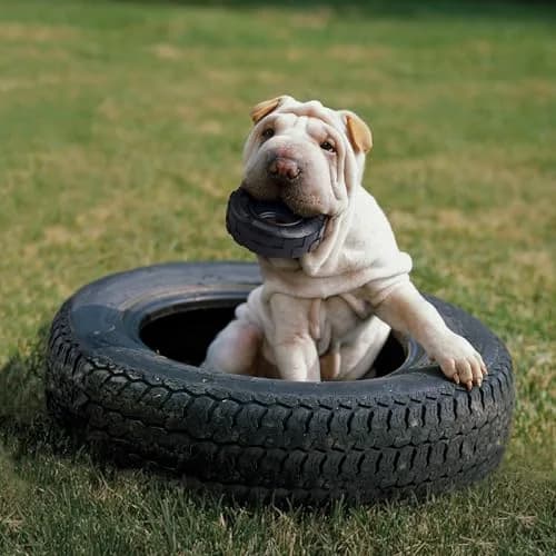 KONG Extreme Tires Dog Toy Most Durable Natural Rubber Chew & Fetch Toy with Treat Dispenser, Pack of 2, 11.4 cm (4.5" x 4.5") thumbnail 4