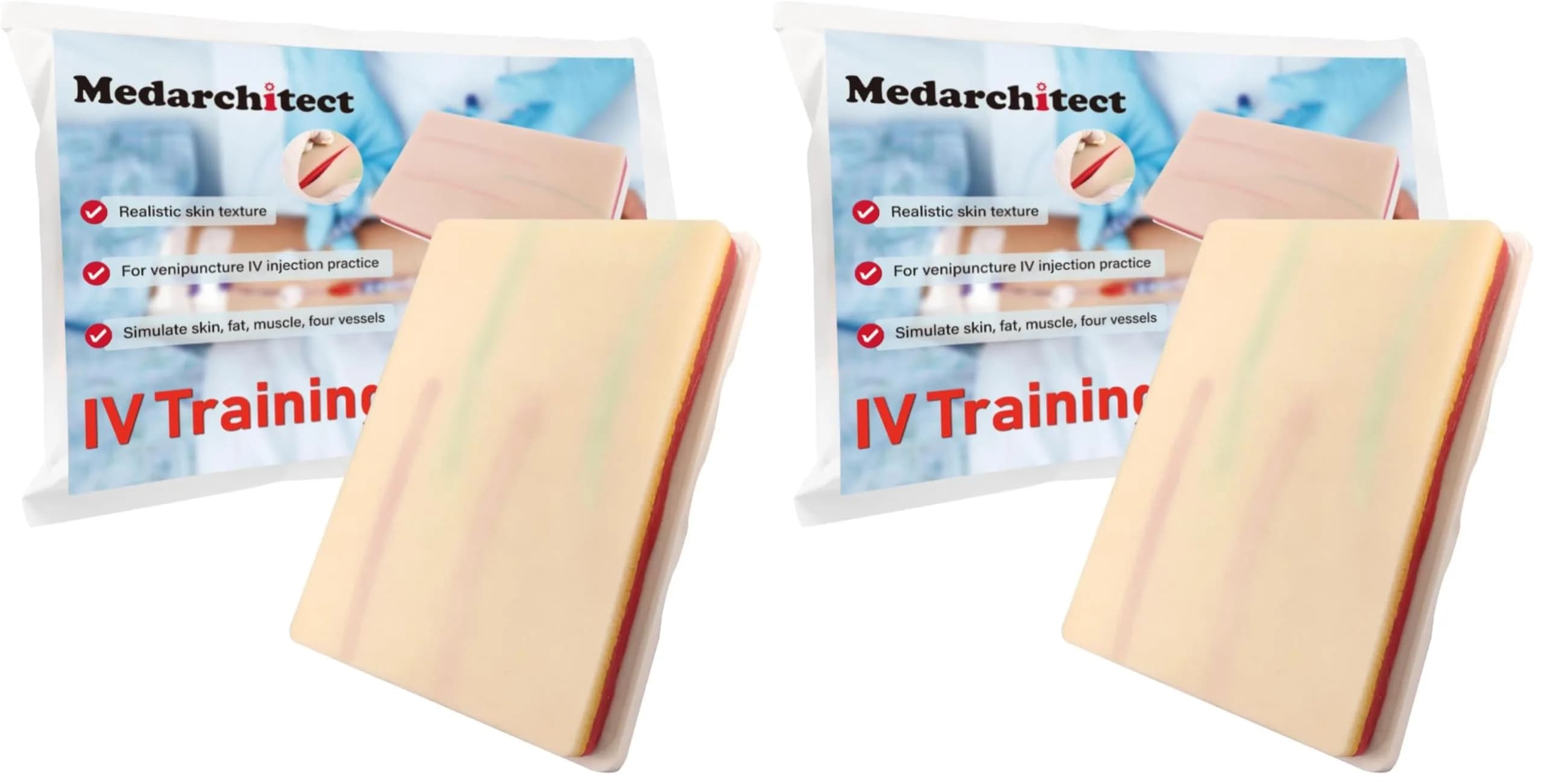 Medarchitect Venipuncture IV Injection Training Pad Model with 4 Veins & 3 Skin Layers | Practice Safe & Realistic