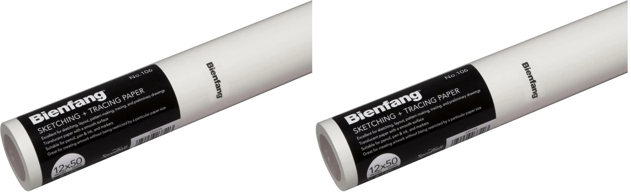 Bienfang White Tracing Paper Roll 29gsm | 30.48cm x 45.72m (12 Inches x 50 Yards) - Pack of 2