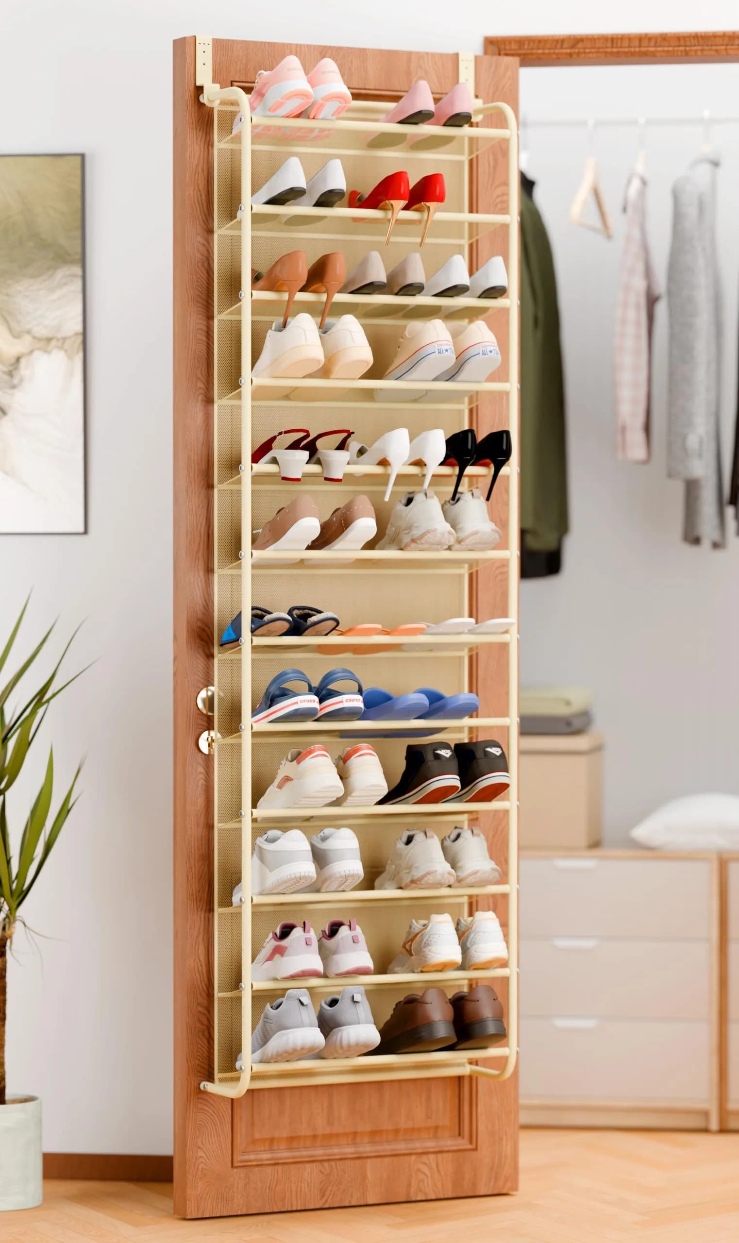 Whitmor 36 Pair Over the Door Shoe Rack 183cm (74") H x 55cm (21.7") W x 19cm (7.5") D | Stores 36 Pairs of Shoes