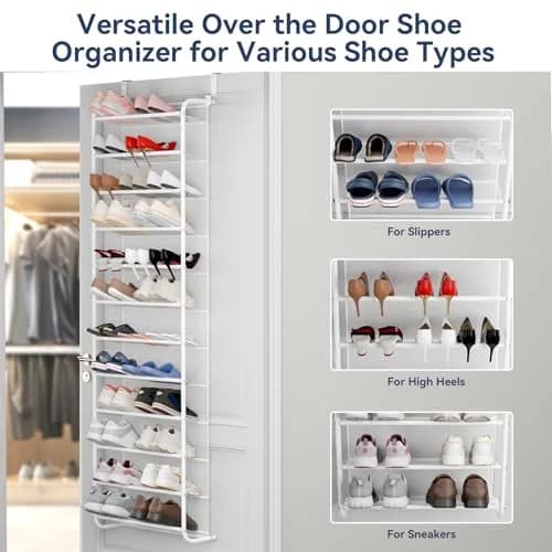 Whitmor 12-Tier Over the Door Shoe Rack, 74" H x 21.7" W x 7.5" D | Holds 36 Pairs of Shoes thumbnail 4