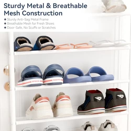 Whitmor 12-Tier Over the Door Shoe Rack 36-Pair Capacity | 183cm H x 55cm W x 19cm D thumbnail 5