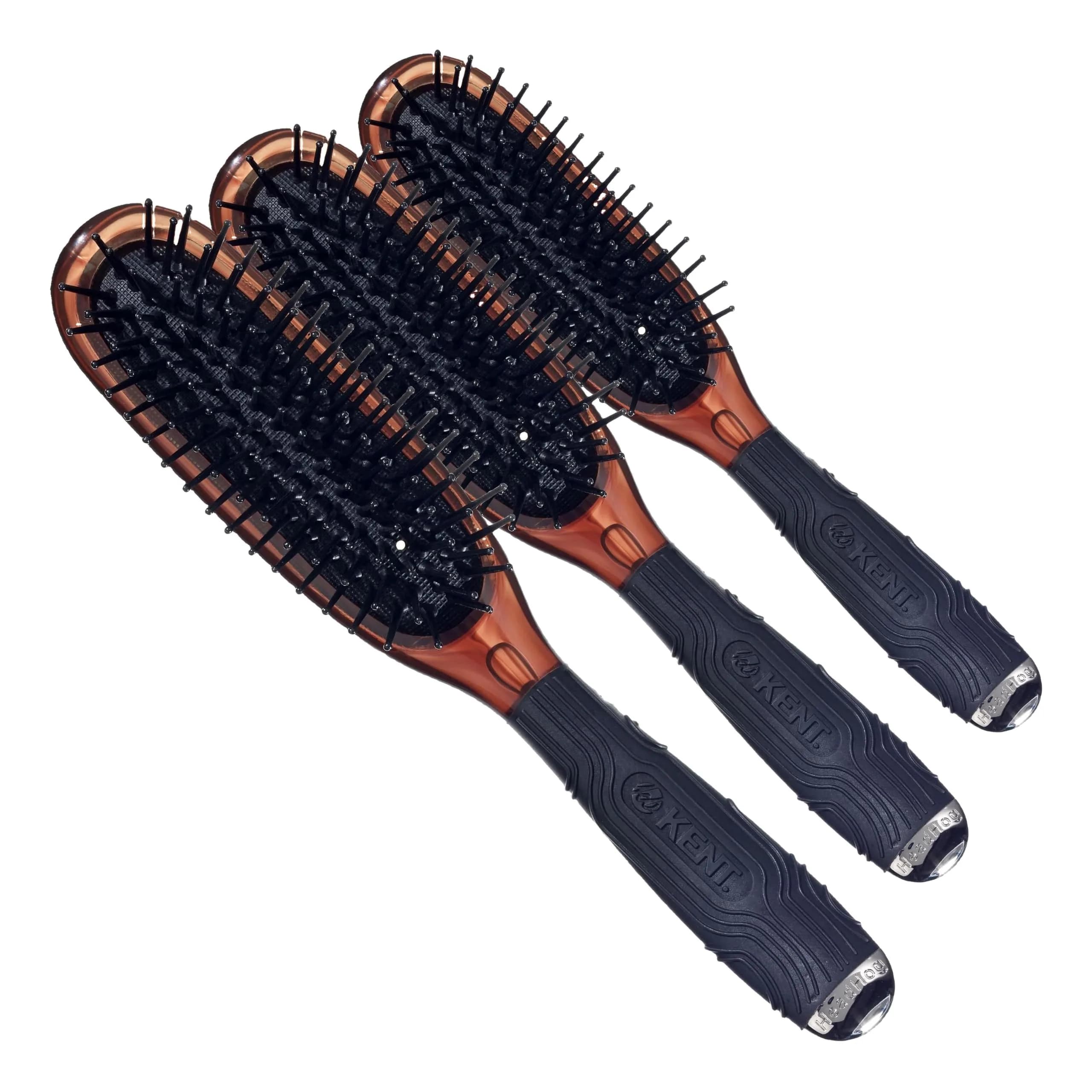 KENT HeadHog Detangler Brush with Ergonomic Rubber Grip, Anti-Static Nylon Bristles | 2.27 kg (5 lb) — Tortoiseshell