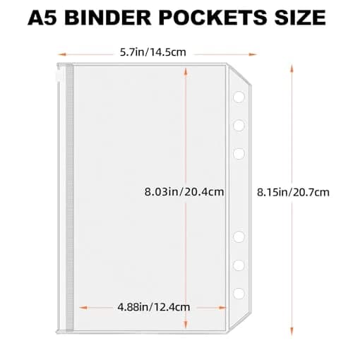 Antner A5 Binder Pockets 36 Pack Waterproof PVC 8.15 x 5.7 inches | Budget Cash Envelopes for Budgeting thumbnail 2