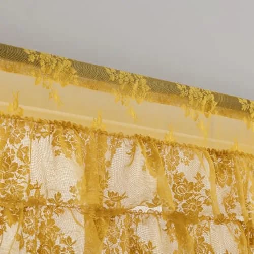 Kotile Mustard Yellow Lace Ruffled Valance for Windows W52xL18 Inch | Vintage Cottage Charm thumbnail 4