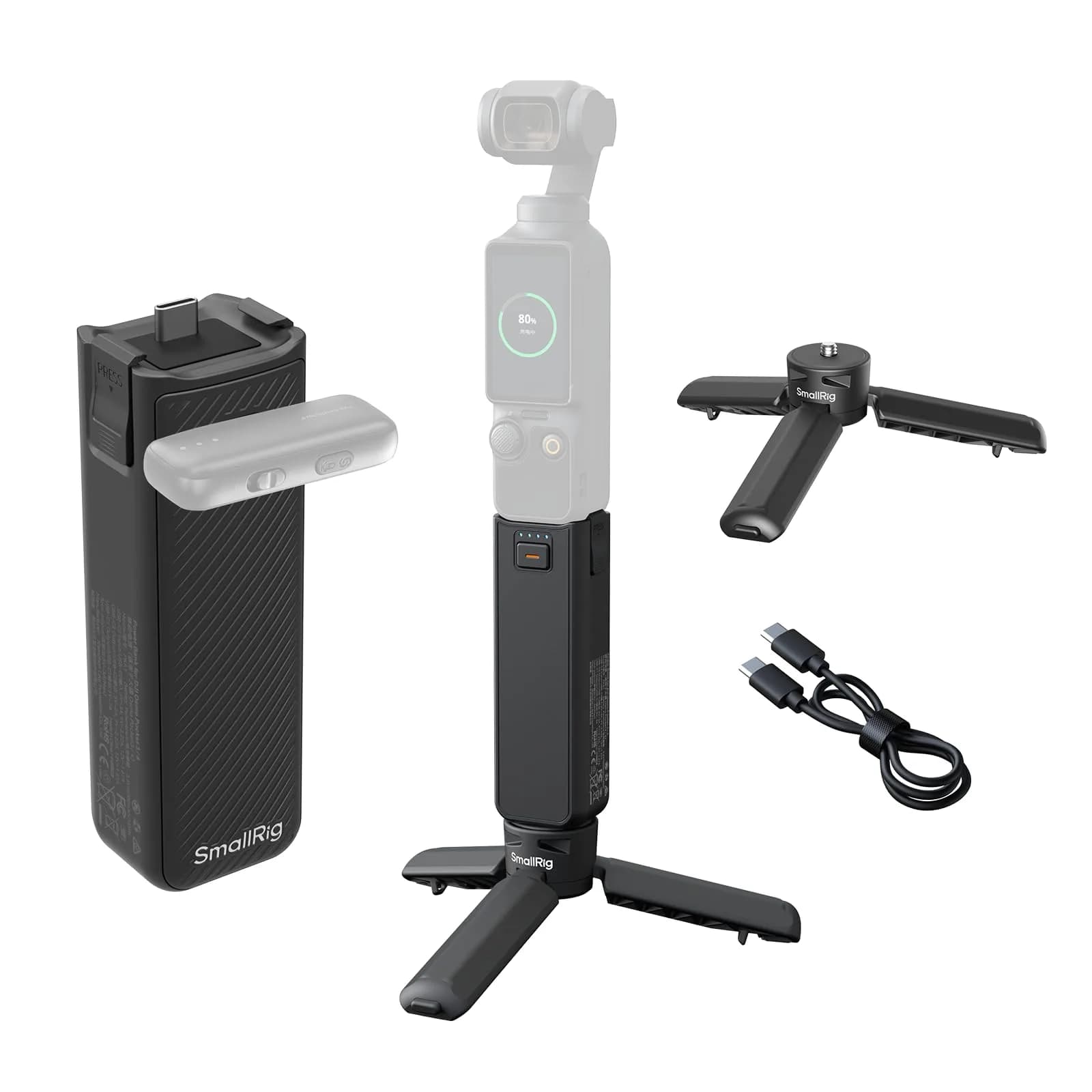 SmallRig Pocket 4P/4/3/Xtra Muse Battery Handle 5000mAh with Mini Tripod, 20W Fast Charge | 10.7cm Length - main product image