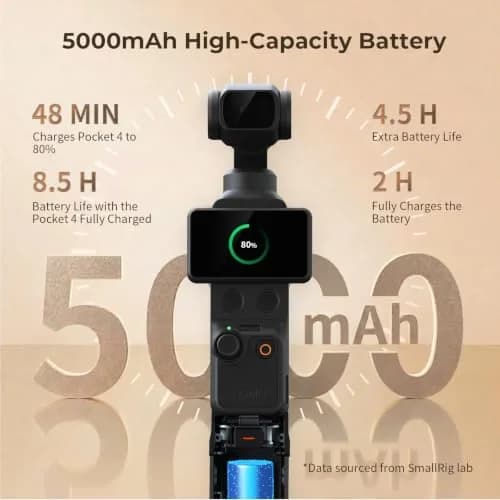 SmallRig Pocket 4P/4/3/Xtra Muse Battery Handle 5000mAh with Mini Tripod, 20W Fast Charge | 10.7cm Length thumbnail 3