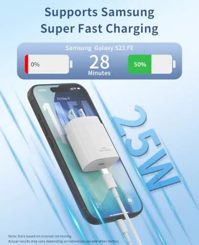 Qntry Type C Charger Fast Charging 25W | 2 Pack with 6FT Cable for Samsung, Pixel, iPhone thumbnail 2