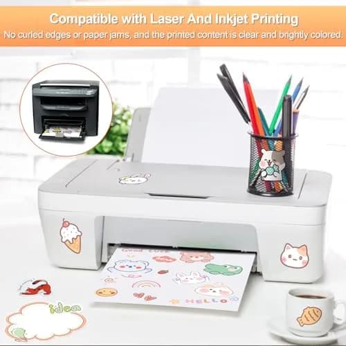 Joyberg Matte Printable Sticker Paper 120 Sheets (8.5"x11") | Full Sheet Labels for Inkjet & Laser Printers thumbnail 4