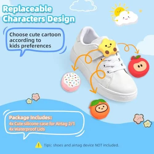 BIQIRE 4-Pack AirTag Holder for Shoes, Cute Waterproof Silicone Case | Hidden Air Tag Tracker for Kids thumbnail 2