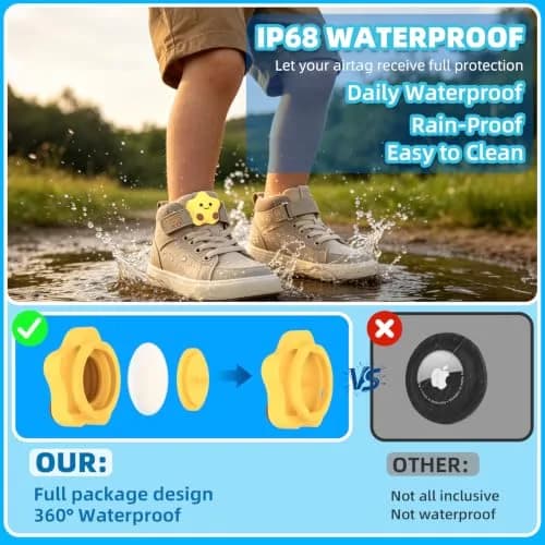 BIQIRE 4-Pack AirTag Holder for Shoes, Cute Waterproof Silicone Case | Hidden Air Tag Tracker for Kids thumbnail 4