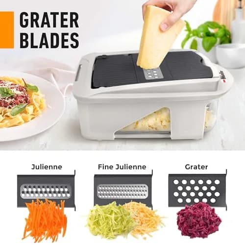 Mueller Pro-Series 12 Blade Vegetable Chopper, Mandoline Slicer and Spiralizer, White/grey 27.7 cm (10.91 in) | Versatile Meal Prep Tool thumbnail 4