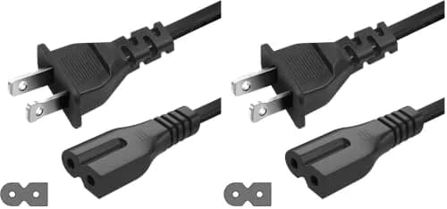 LORDTRONICS 5ft Polarized C7 Power Cord (1.52 m) - Pack of 2 | Replacement AC Cable for Vizio TVs, Bose, Sony PS1/PS2 thumbnail 1
