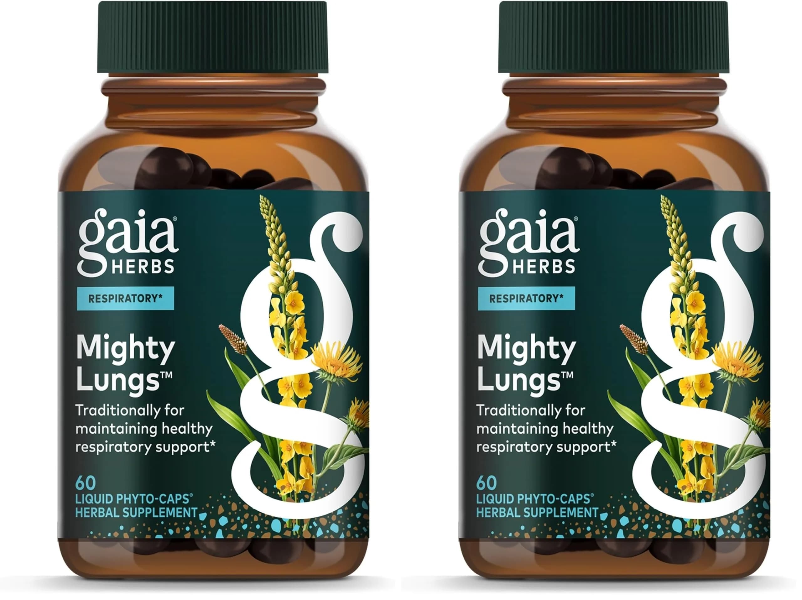 Gaia Herbs Mighty Lungs Vegan Capsules 60 Count (180 Vegan Capsules) | Supports Respiratory Health — Clear